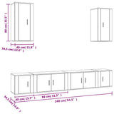 6 Piece TV Cabinet Set White Engineered Wood