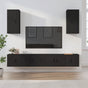 6 Piece TV Cabinet Set Black Engineered Wood