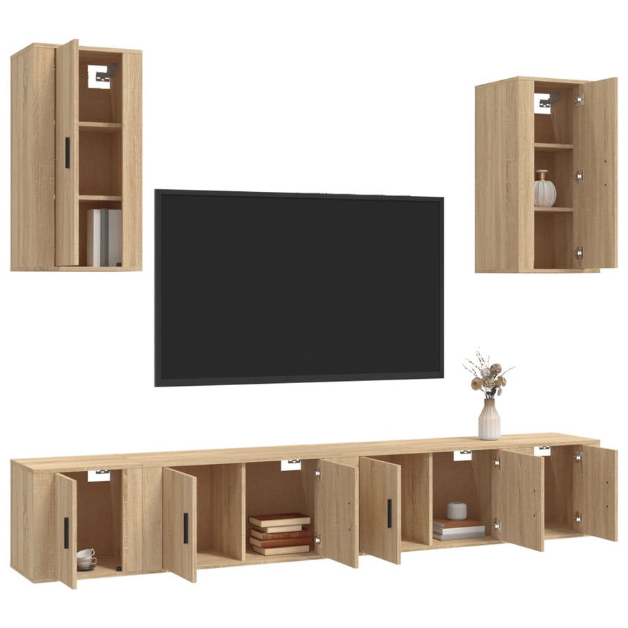 6 Piece TV Cabinet Set Sonoma Oak Engineered Wood