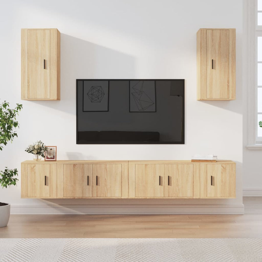 6 Piece TV Cabinet Set Sonoma Oak Engineered Wood