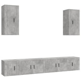 6 Piece TV Cabinet Set Concrete Grey Engineered Wood - Front View