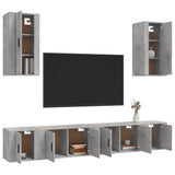 6 Piece TV Cabinet Set Concrete Grey Engineered Wood - Side View