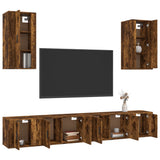 6 Piece TV Cabinet Set Smoked Oak Engineered Wood - Side View