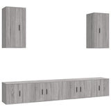 6 Piece TV Cabinet Set Grey Sonoma Engineered Wood - Front View