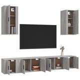 6 Piece TV Cabinet Set Grey Sonoma Engineered Wood - Side View