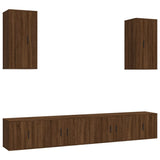 6 Piece TV Cabinet Set Brown Oak Engineered Wood - Front View