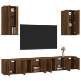 6 Piece TV Cabinet Set Brown Oak Engineered Wood - Side View