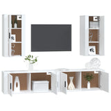 4 Piece TV Cabinet Set White Engineered Wood - Side View