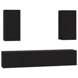 4 Piece TV Cabinet Set Black Engineered Wood