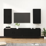 4 Piece TV Cabinet Set Black Engineered Wood