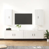 4 Piece TV Cabinet Set High Gloss White Engineered Wood