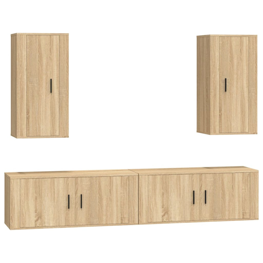 4 Piece TV Cabinet Set Sonoma Oak Engineered Wood