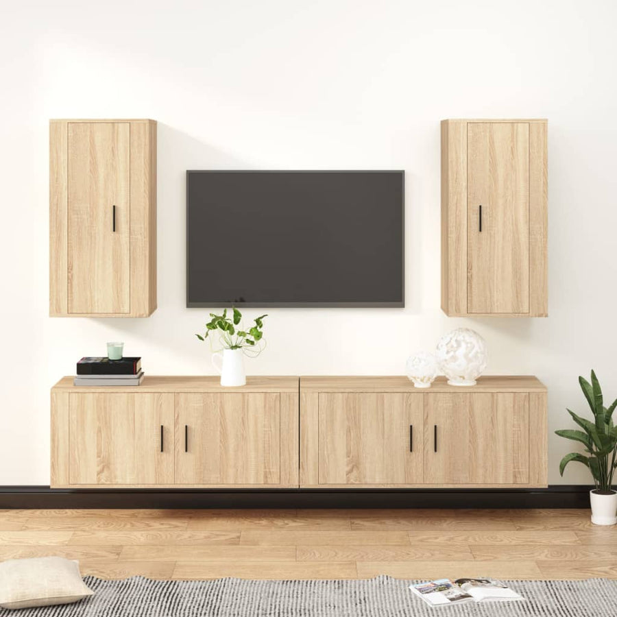 4 Piece TV Cabinet Set Sonoma Oak Engineered Wood