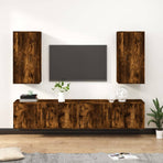 4 Piece TV Cabinet Set Smoked Oak Engineered Wood