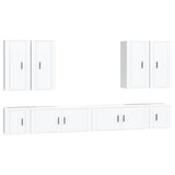 8 Piece TV Cabinet Set White Engineered Wood