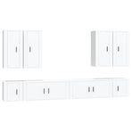 8 Piece TV Cabinet Set White Engineered Wood