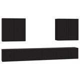 8 Piece TV Cabinet Set Black Engineered Wood