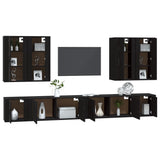 8 Piece TV Cabinet Set Black Engineered Wood - Side View