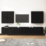 8 Piece TV Cabinet Set Black Engineered Wood