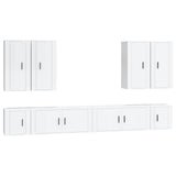 8 Piece TV Cabinet Set High Gloss White Engineered Wood