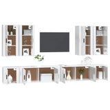 8 Piece TV Cabinet Set High Gloss White Engineered Wood - Side View