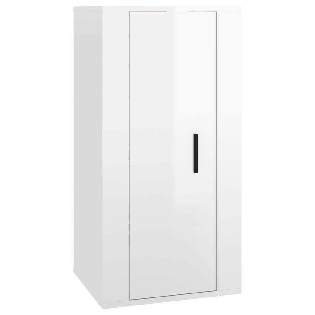 8 Piece TV Cabinet Set High Gloss White Engineered Wood