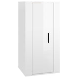 8 Piece TV Cabinet Set High Gloss White Engineered Wood - Rear View
