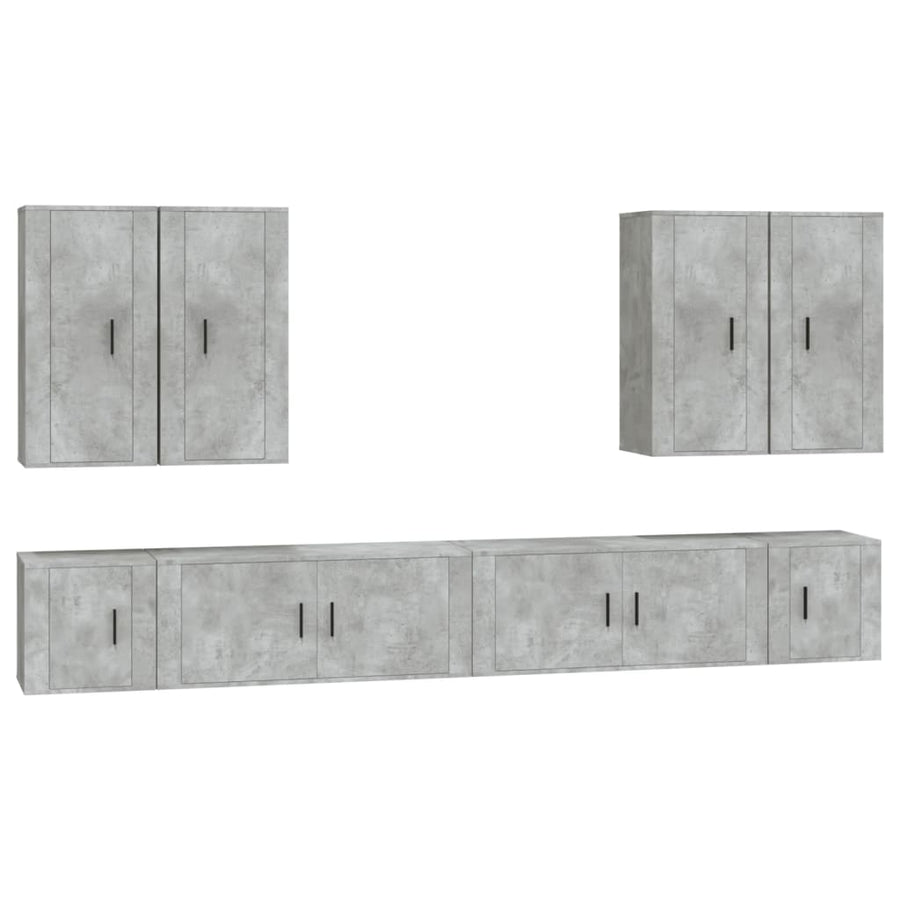 8 Piece TV Cabinet Set Concrete Grey Engineered Wood