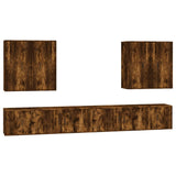 8 Piece TV Cabinet Set Smoked Oak Engineered Wood - Front View