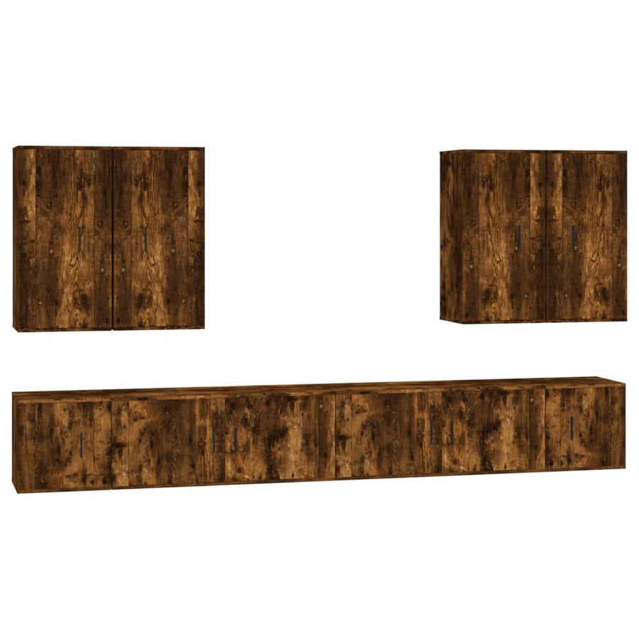 8 Piece TV Cabinet Set Smoked Oak Engineered Wood