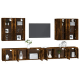 8 Piece TV Cabinet Set Smoked Oak Engineered Wood - Side View
