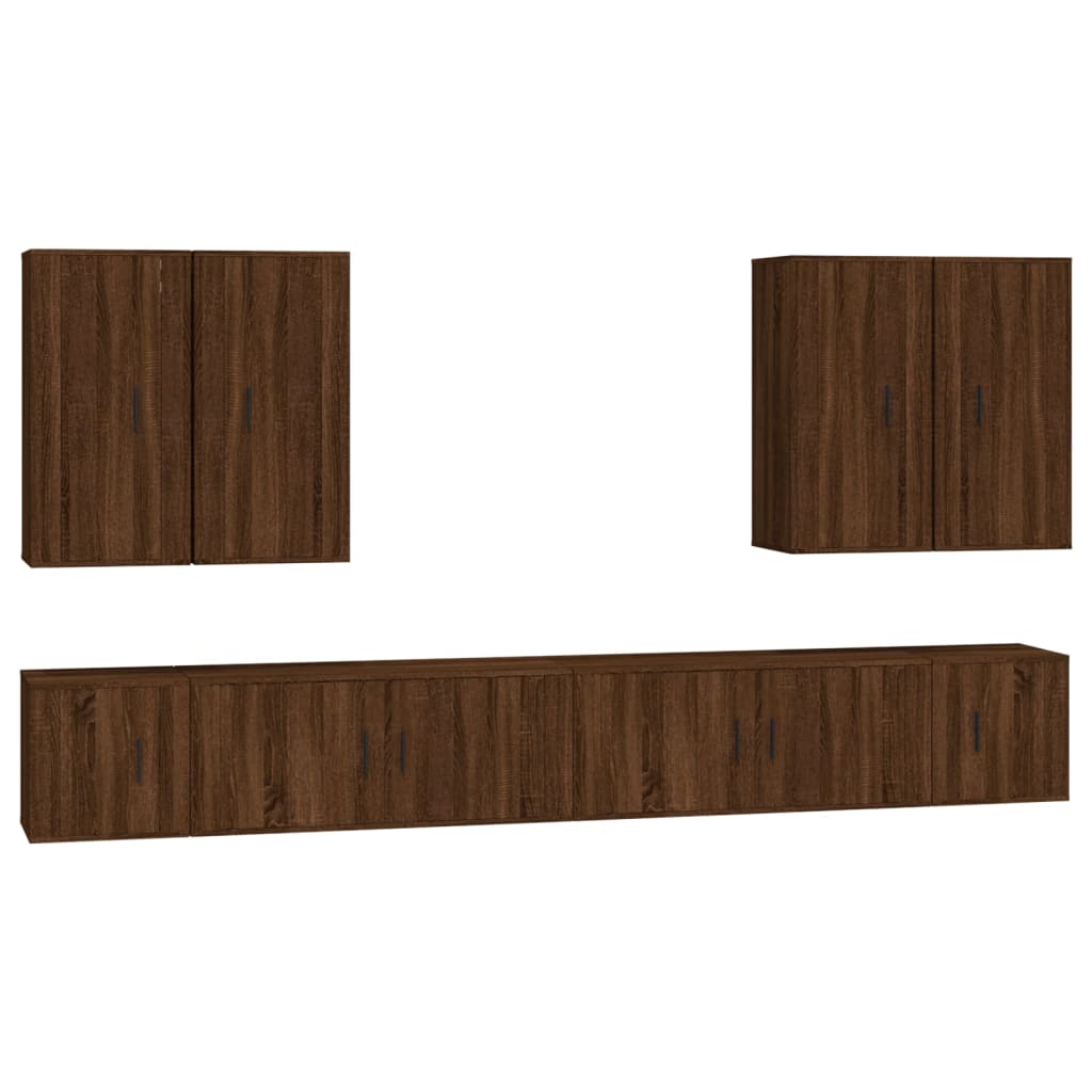 8 Piece TV Cabinet Set Brown Oak Engineered Wood