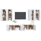 6 Piece TV Cabinet Set White Engineered Wood - Side View