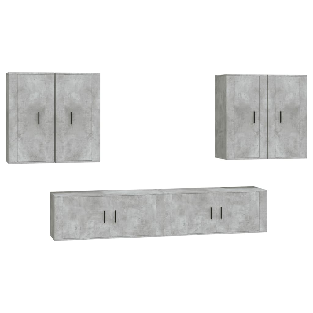 6 Piece TV Cabinet Set Concrete Grey Engineered Wood
