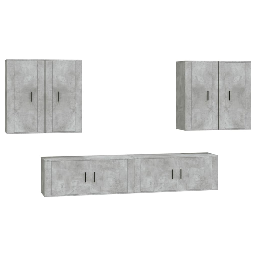 6 Piece TV Cabinet Set Concrete Grey Engineered Wood