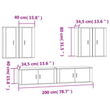 6 Piece TV Cabinet Set Concrete Grey Engineered Wood