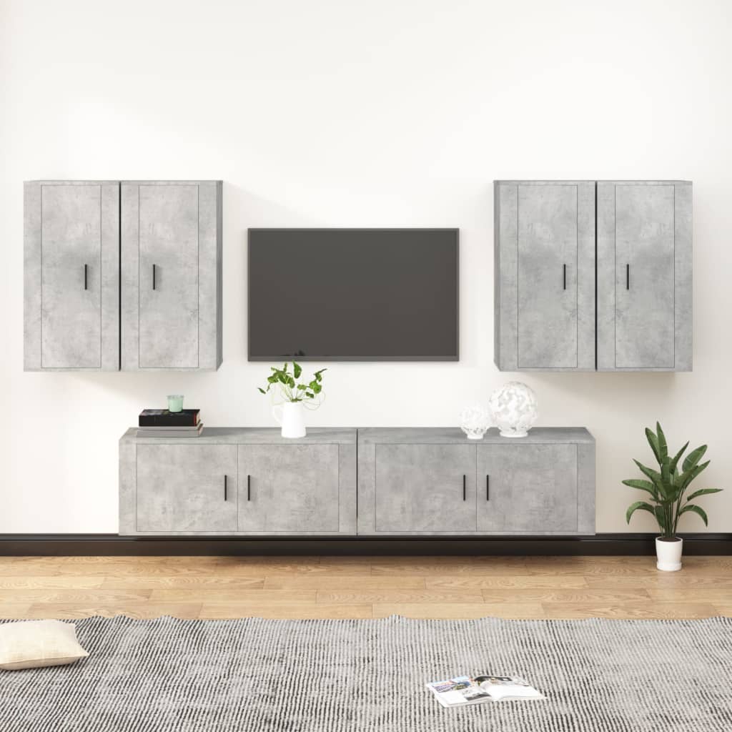 6 Piece TV Cabinet Set Concrete Grey Engineered Wood