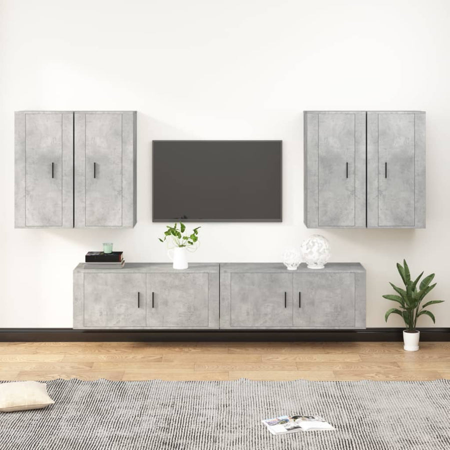 6 Piece TV Cabinet Set Concrete Grey Engineered Wood