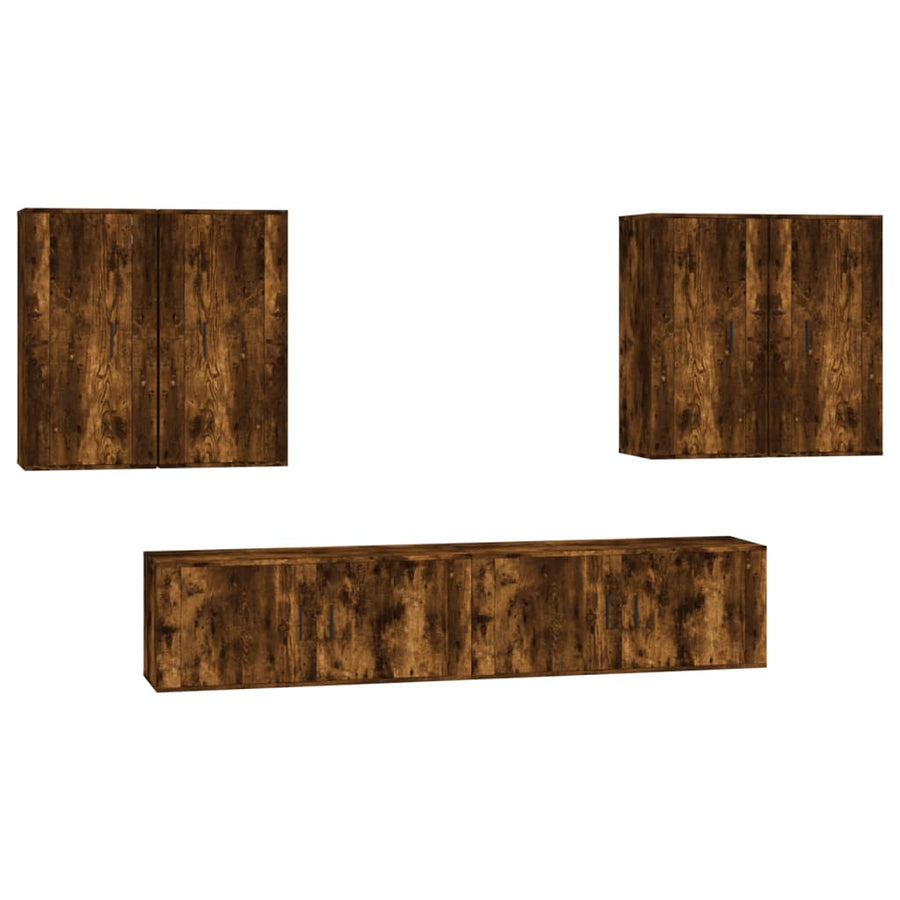 6 Piece TV Cabinet Set Smoked Oak Engineered Wood