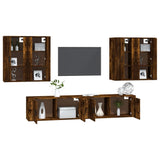 6 Piece TV Cabinet Set Smoked Oak Engineered Wood - Side View