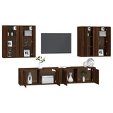 6 Piece TV Cabinet Set Brown Oak Engineered Wood - Side View