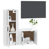 2 Piece TV Cabinet Set White Engineered Wood - Side View