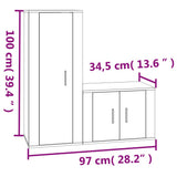 2 Piece TV Cabinet Set High Gloss White Engineered Wood - Close-Up Angle