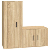 2 Piece TV Cabinet Set Sonoma Oak Engineered Wood - Front View