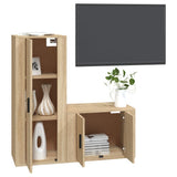 2 Piece TV Cabinet Set Sonoma Oak Engineered Wood