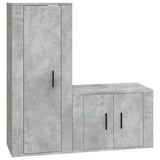 2 Piece TV Cabinet Set Concrete Grey Engineered Wood - Front View