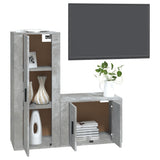 2 Piece TV Cabinet Set Concrete Grey Engineered Wood - Side View