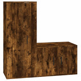 2 Piece TV Cabinet Set Smoked Oak Engineered Wood - Front View