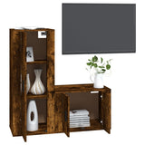 2 Piece TV Cabinet Set Smoked Oak Engineered Wood - Side View
