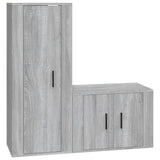 2 Piece TV Cabinet Set Grey Sonoma Engineered Wood - Front View